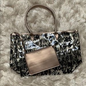 Victoria secret clear tote bag with small makeup bag :-)